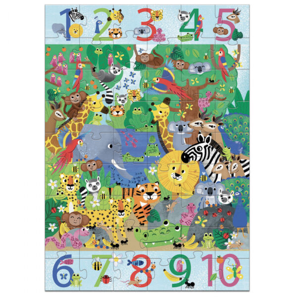 DJECO Obrovské puzzle – Od 1 do 10 v džungli