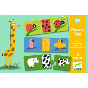 DJECO Nahé zvieratká: puzzle trojdielne, 24 dielov; priraďovanie tvar - vzor (Puzzle trio)