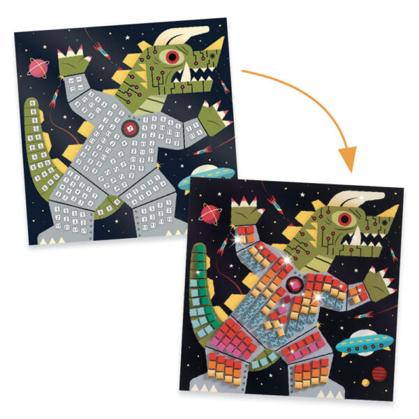 DJECO Vesmírni bojovníci (mozaika s dielikmi s metalickým leskom)