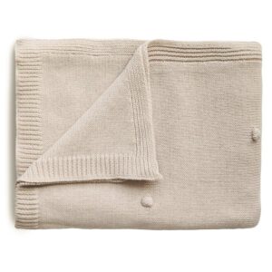 Mushie pletená detská deka z organickej bavlny bodkovaná – Cream