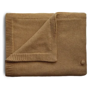 Mushie pletená detská deka z organickej bavlny bodkovaná – brown