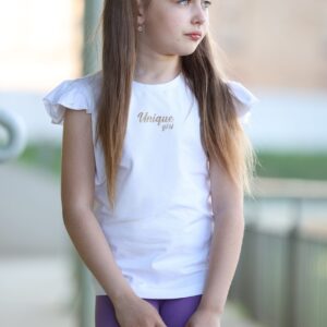 Tričko s volánovým rukávom UNIQUE Girl biele