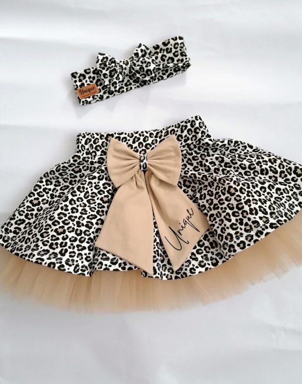 UNIQUE KIDS Leopardia sukňa s tylom béžová