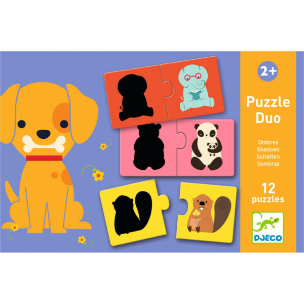 DJECO Puzzle duo: Tiene, 24 dielov; priraďovanie silueta - zviera