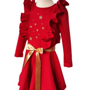 Šaty s dlhým rukávom Hviezdička červené