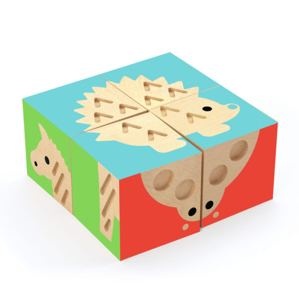 TouchBasic Pohladkaj zvieratká: drevené obrázkové kocky