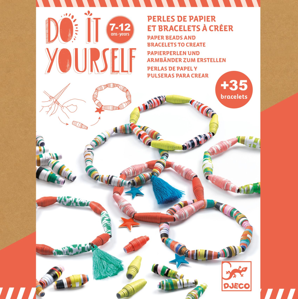 DJ07971-B-RVB DJECO - DIY - Vytvor si sám Pestré náramky: korálky papierové 35 + ks – Hračky od 6 do 10 rokov pre deti z e-shopu...