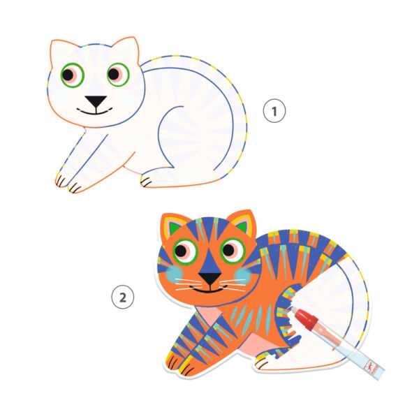 Animalo-Ma: magické vyfarbovanie vodou, 4 obrázky zvieratiek siluetové+štetec s filcovým