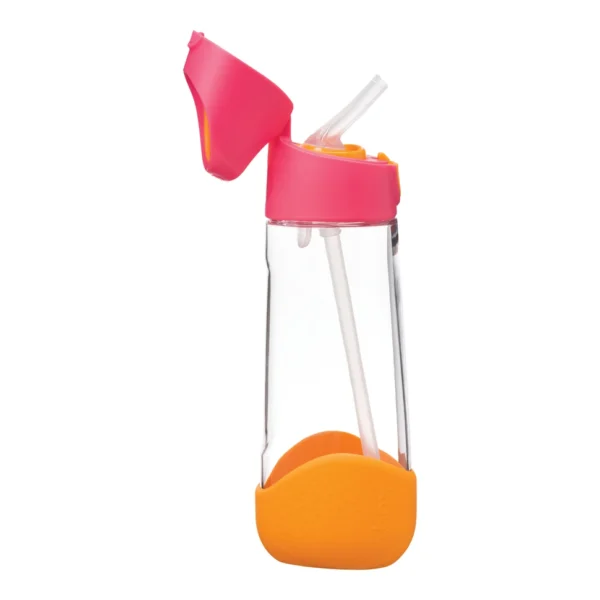 B.BOX Fľaša na pitie so slamkou 600 ml - Ružová/Oranžová