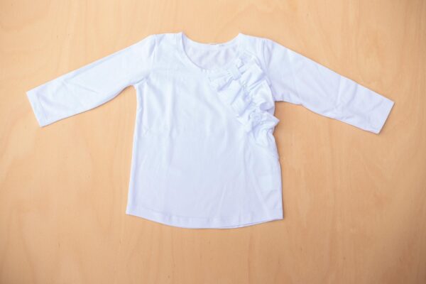 UNIQUE Tričko s efektnou mašľou a s perličkami biele