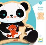 Djeco Panda drevené puzzle (9 dielikov)