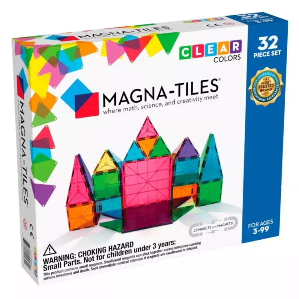 Magna Tiles Magnetická stavebnica Clear Colors 32 dielov