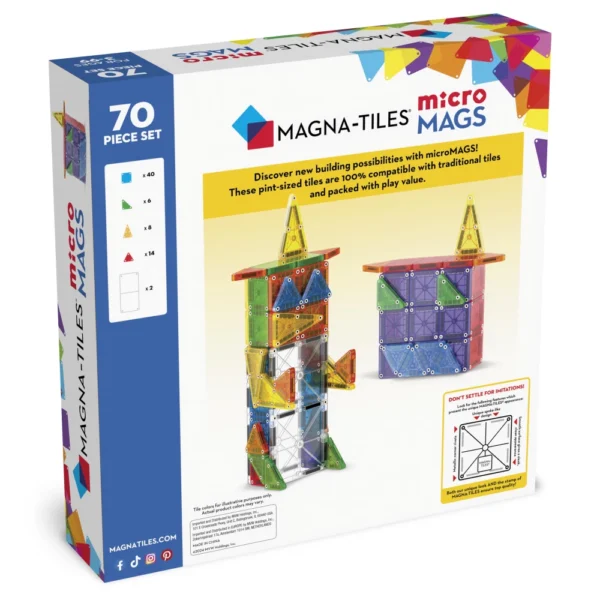 Magna Tiles Magnetická stavebnica microMAGS Deluxe Set 70 dielov