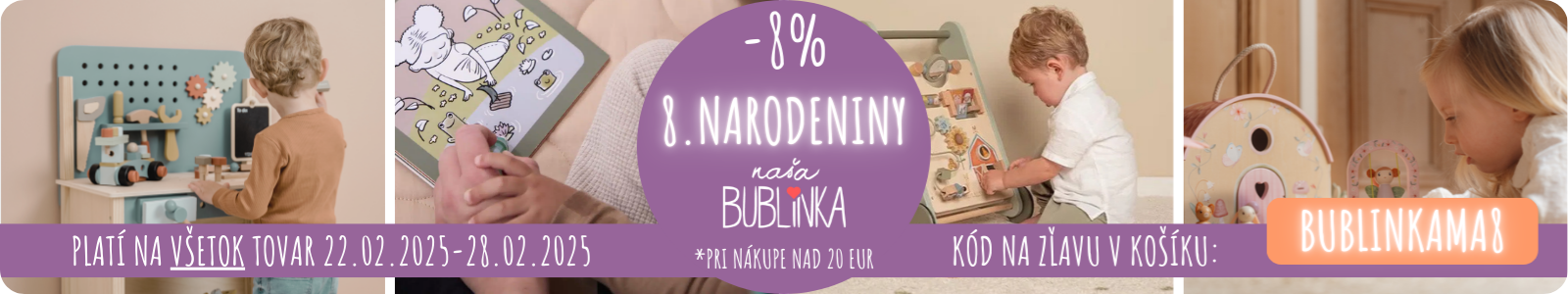 narodeniny naša bublinka, 8% zľava na nákup, bublinkama8, akcia, zľava,