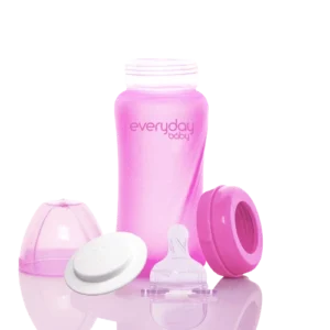 Everyday Baby Sklenená fľaša s termo senzorom 240ml, Pink
