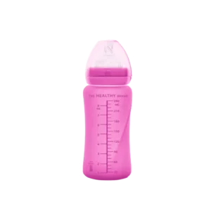 Everyday Baby Sklenená fľaša s termo senzorom 240ml, Pink