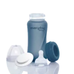 Everyday Baby Sklenená fľaša s termo senzorom 240ml, Blueberry