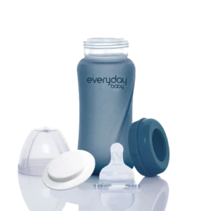 Everyday Baby Sklenená fľaša s termo senzorom 240ml, Blueberry