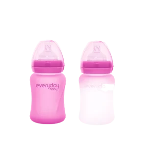 Everyday Baby Sklenená fľaša s termo senzorom 150ml, Pink