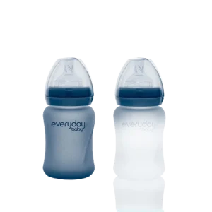 Everyday Baby Sklenená fľaša s termo senzorom 150ml, Blueberry