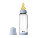 BIBS Antikoliková sklenená fľaša s kaučukovým cumlíkom 240ml Baby Blue – Dojčenské fľaše pre deti z e-shopu N...
