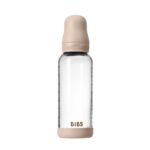 BIBS Antikoliková sklenená fľaša s kaučukovým cumlíkom 240ml Blush – Dojčenské fľaše pre deti z e-shopu Naša...
