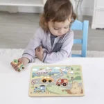 Tooky Toy Puzzle so zvukmi Dopravné prostriedky Pastel – Autíčka pre deti z e-shopu Naša Bublinka Martin | detský o...