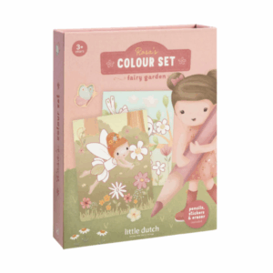 Little Dutch Omaľovánky s pastelkami a samolepkami Rosa Fairy Garden – Hračky pre deti z e-shopu Naša Bublinka Marti...