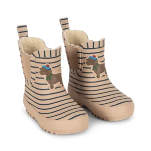 Konges Sløjd Zateplené gumáky Roi Fleece Rain Boot – Stripe La Mer – Gumáky pre deti z e-shopu Naša Bublinka Mart...