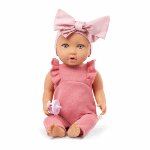 LullaBaby Bábika 35 cm v overale s čelenkou Pink – Bábiky pre deti z e-shopu Naša Bublinka Martin | detský obchod s...